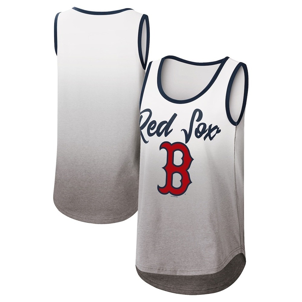 Boston Red Sox MLB Ombre Tank Top Mens Size Medium White Grey Sleeveless Shirt